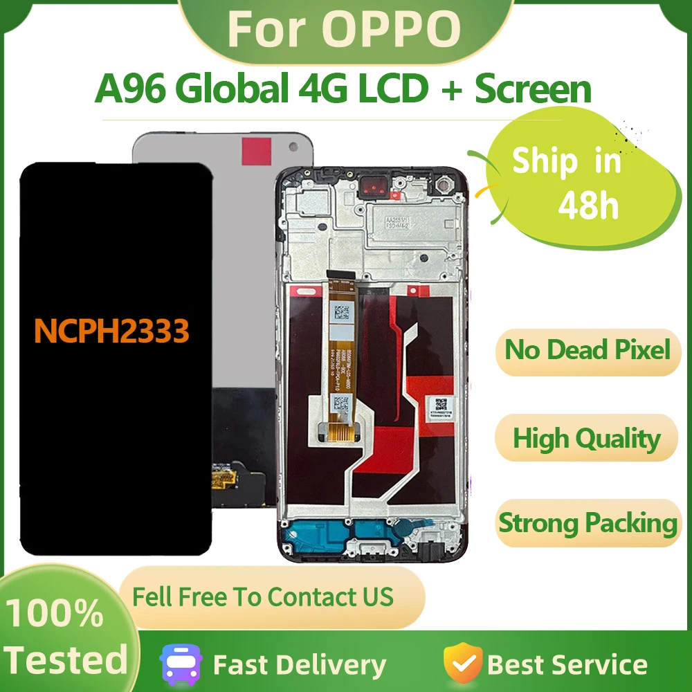 

6.59'' High quality New LCD For OPPO A96 Global 4G CPH2333 LCD Display Touch Screen Digitizer Replacement For Oppo A96 LCD Frame