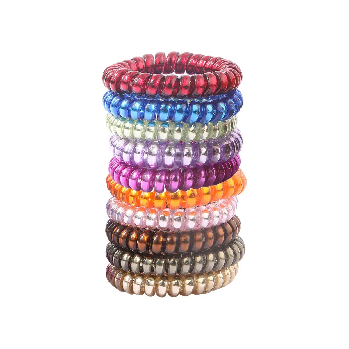 10 шт./лот большая резинка для волос с телефонной проволокой спиральная цветная