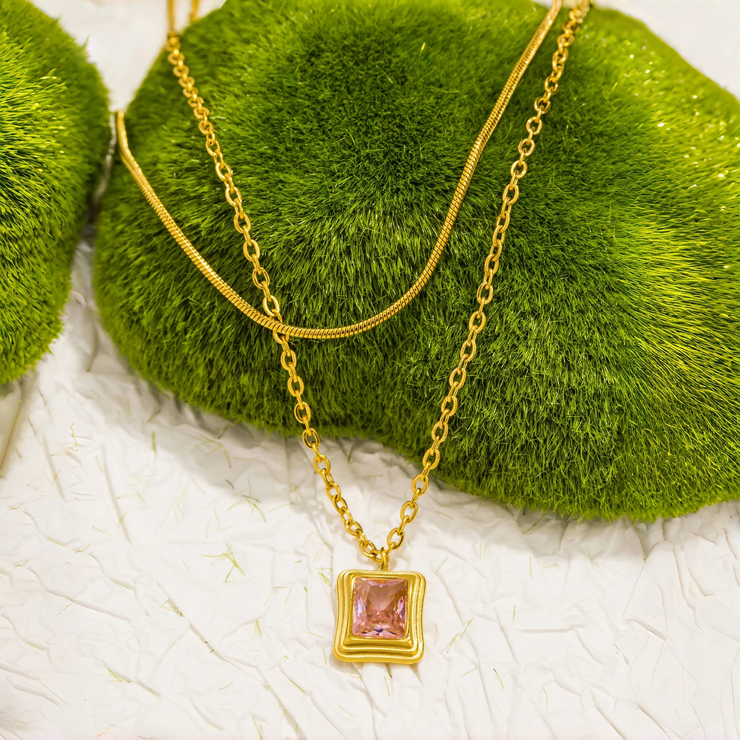 Ожерелье женское из нержавеющей стали 316l с кулоном циркония