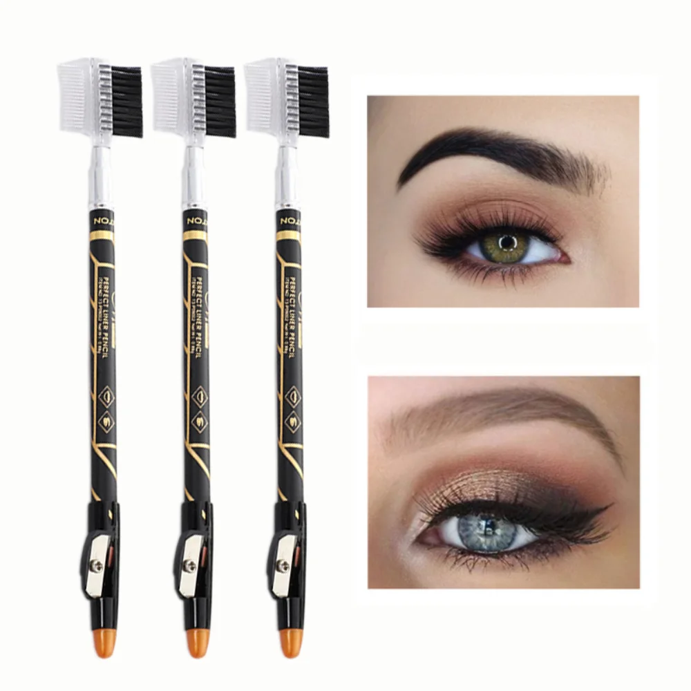 

2 In 1 Eyebrow Pencil Easy To Color Eyebrow Makeup With Pencil Sharpener Eyebrow Comb Eyebrow Brush Long-lasting Cosmetics