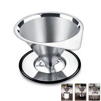 pour over coffee filter stainless steel reusable coffee dripper coffee holder cone funnel basket mesh strainer for baristas