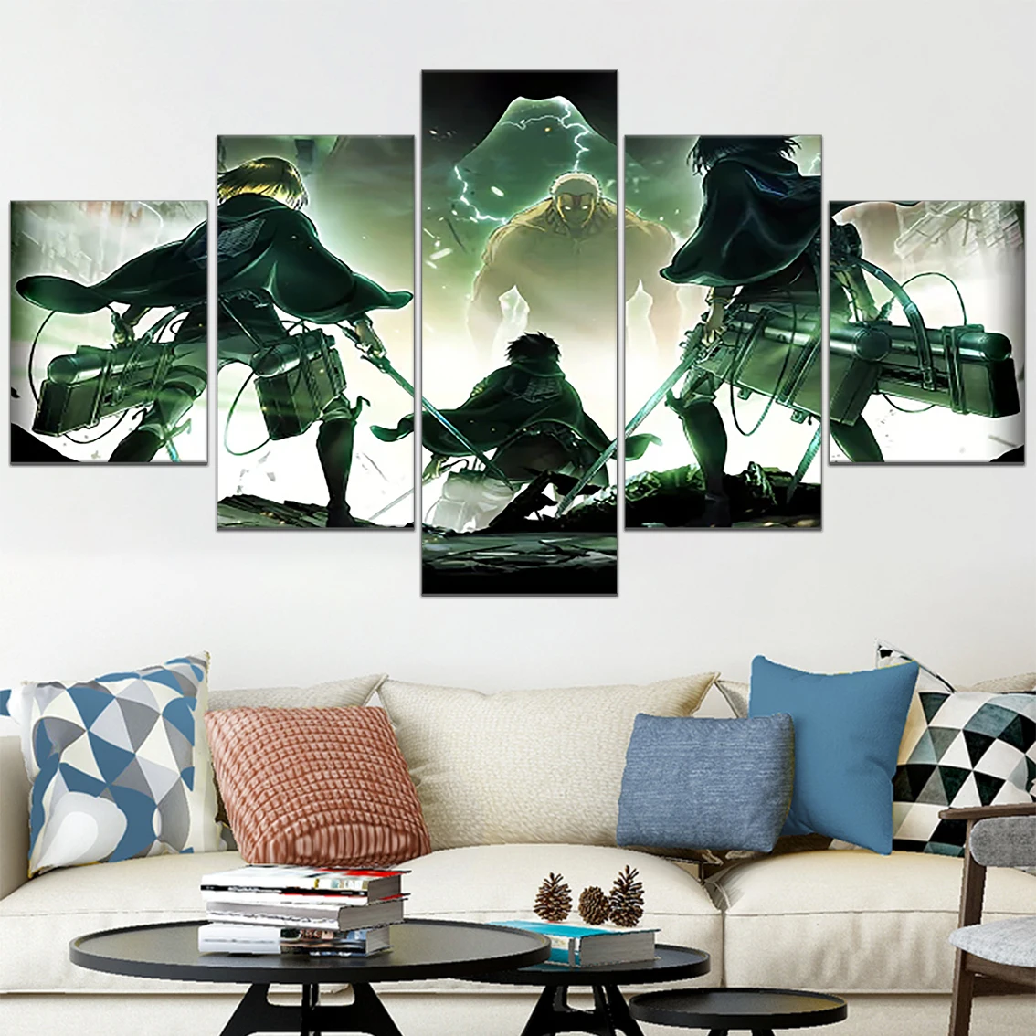 

5 Pieces Home Decor HD Canvas Paintings Attack On Titan Prints Anime Posters Pictures Wall Art Modern For Living Room Modular