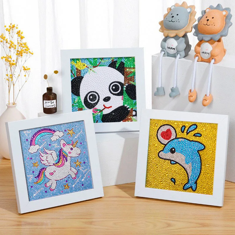 5D DIY Diamonds Painting Kits for Kids Cartoon Animal Bear Monkey Rhinestone Embroidery Diamond Art Crafts for Children Gift