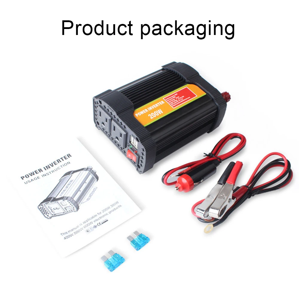 

Инвертор 200 Вт, 12 В, 24 В постоянного тока в 110 В переменного тока, 220 В, 50 Гц, 2 USB-порта, 2 шт.