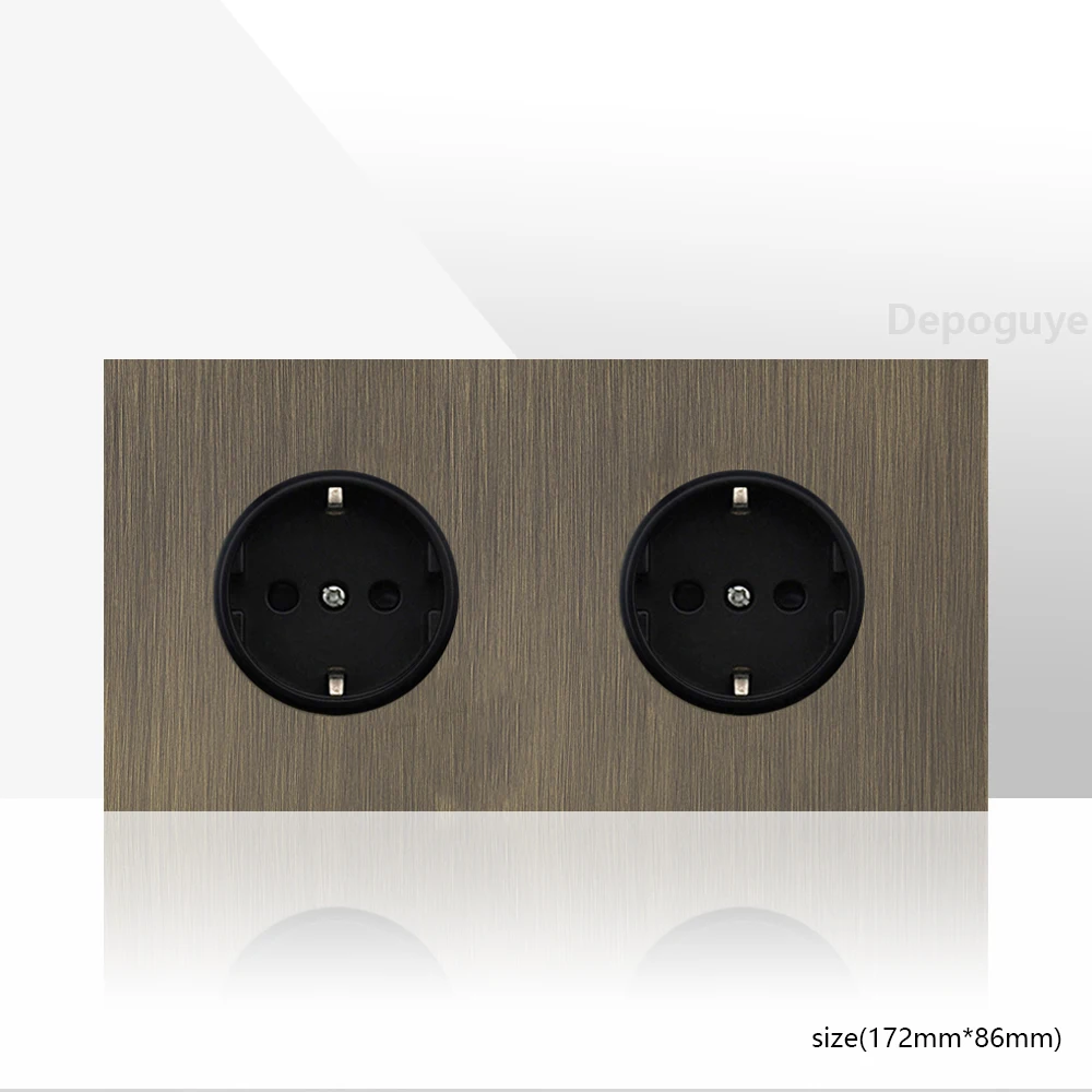 

Металлический настенный выключатель розетка Depo Guye бронзовый 16А с USB