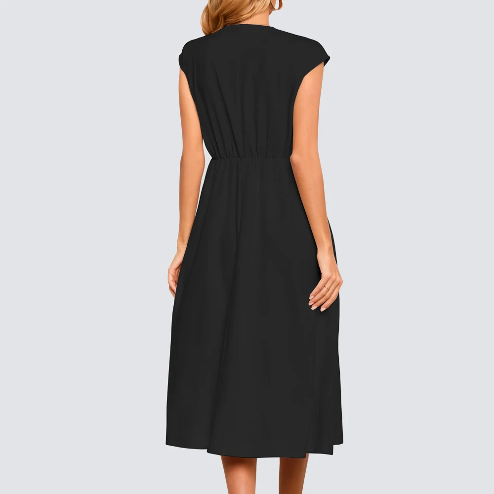 Женское однотонное платье на завязках Элегантное расклешенное ТРАПЕЦИЕВИДНОЕ