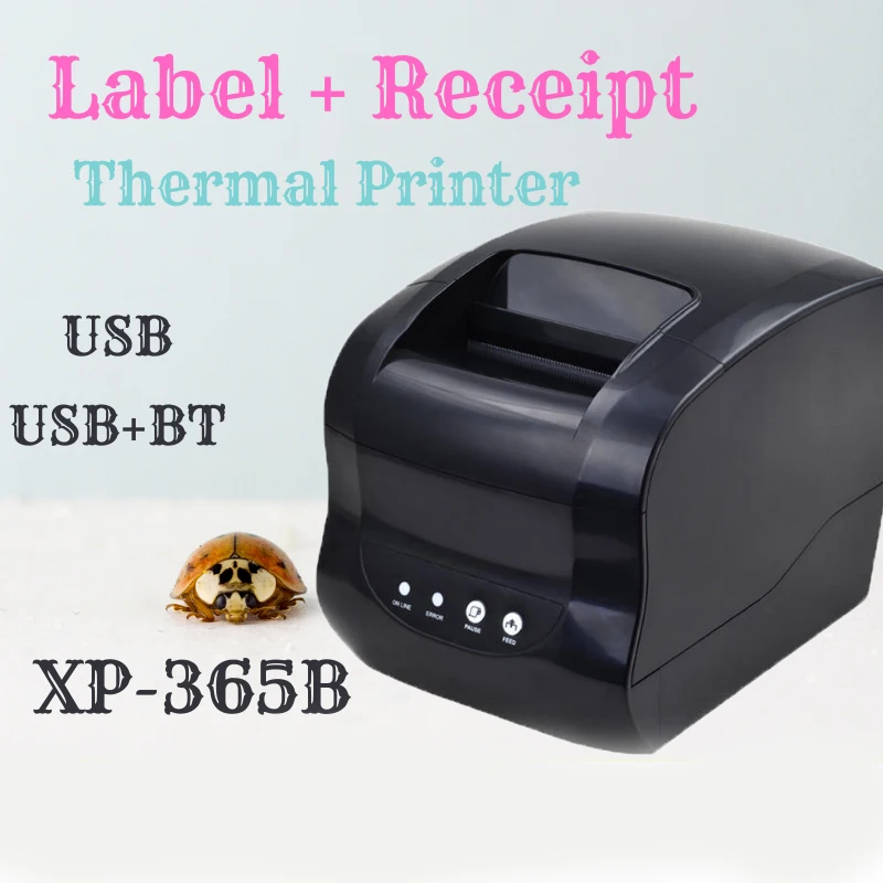 Xprinter 365B Thermal Label Printer Barcode Sticker Receipt Printer Support 20-80mm 2 In 1 Print Machine for Android iOS Windows