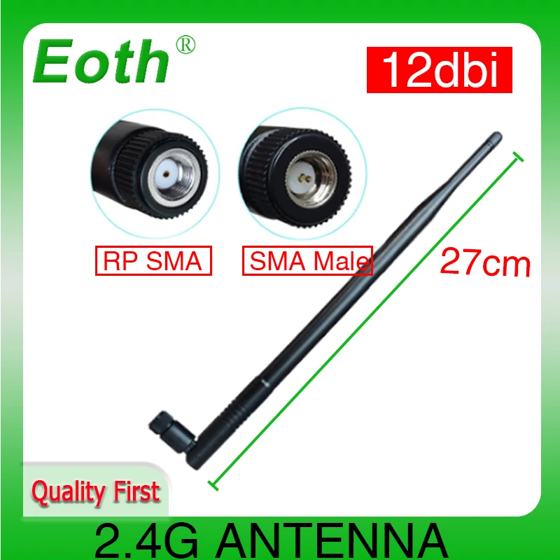 eoth 2.4G WiFi Antenna 12dBi pbx antena 2.4GHz IOT RP-SMA Connector SMA MALE  High Gain Wireless Networking Router cable pigtail