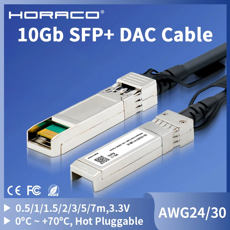 Кабель HORACO 10G SFP + DAC Twinax прямой медный пассивный AWG 24/30 совместимый с