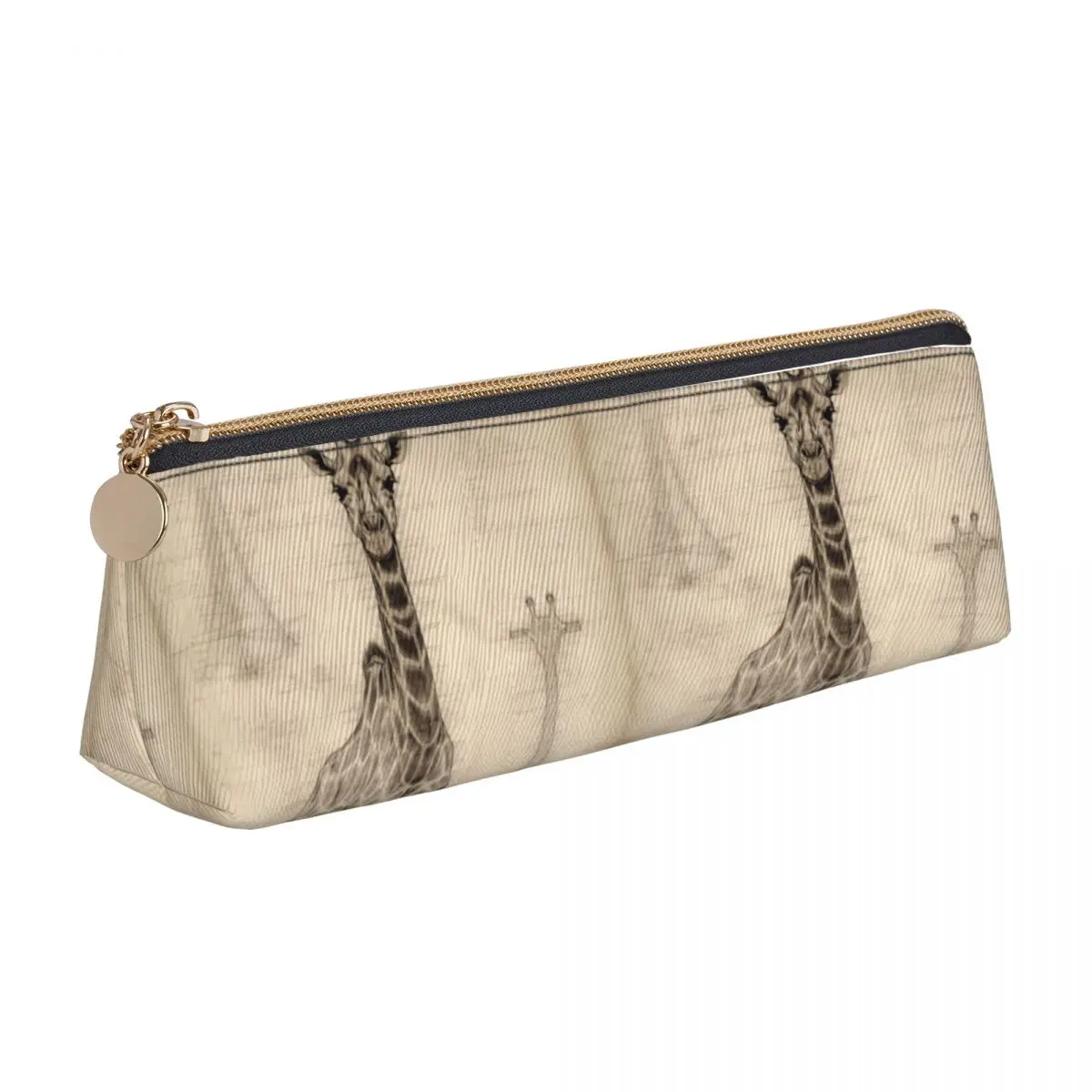 

Кожаный карандаш с жирафом, милый пенал на молнии для начальной школы, детские Треугольные сумки для ручек