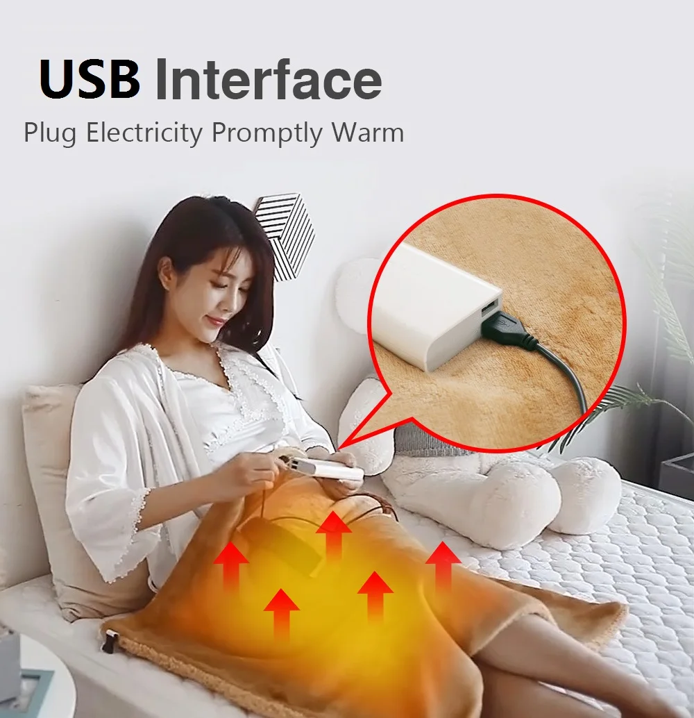 

Electric Blanket USB Soft Flannel Thicker Heater Bed Warmer Machine Washable Thermostat 5V Electric Heating Mat For Home Office