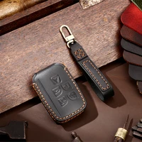 leather car remote key fob case cover keychain for land rover range rover discovery4 lr4 jaguar xe xf xj f pace f type