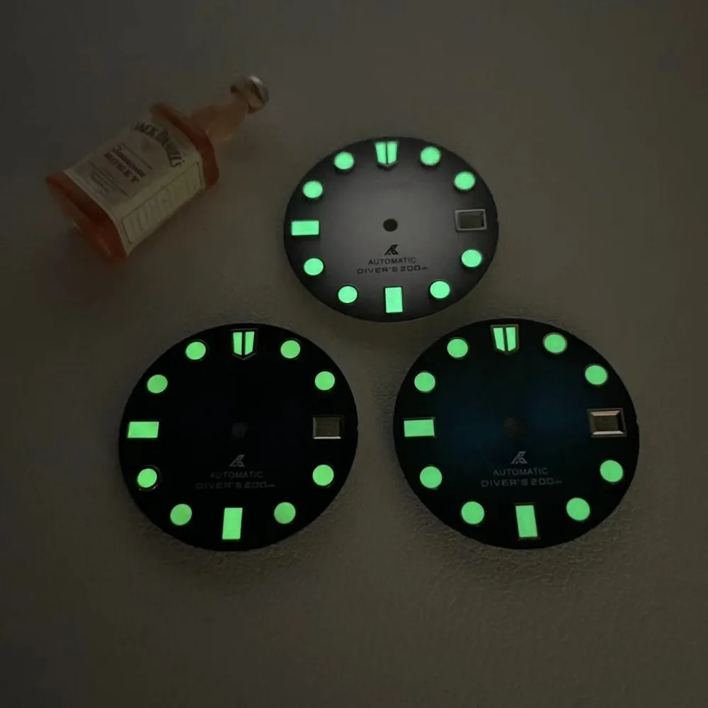 Watch accessories NH35A movement literal green luminous mechanical watch NH35 dial diameter 28.5mm