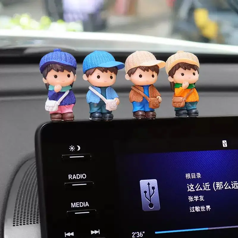 

New Screen Navigation Cartoon Couple Cap Boys Girls Dolls Car Ornaments Creative Center Console Cute Upscale Auto Interior Decor