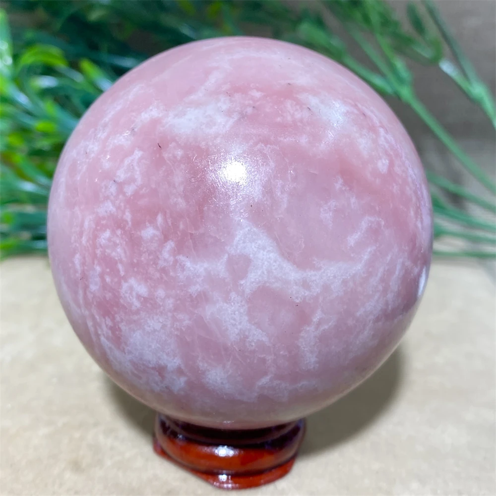 

Pink Opal Crystal Quartz Natural Stone Sphere Reiki Energy Wichcraft Minerals Handwork Ball House Decoration Home+Stand
