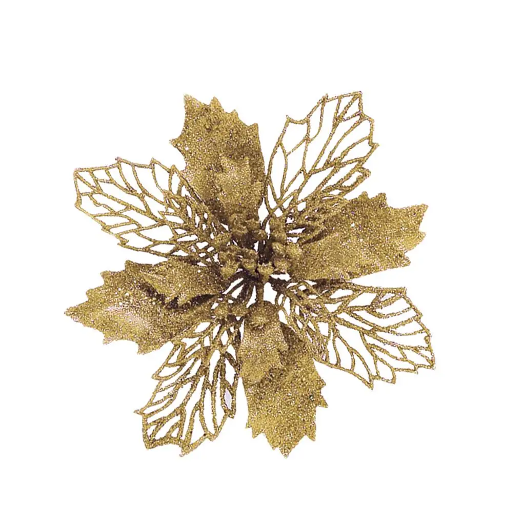 

10 шт. блестящие искусственные цветы, украшения для рождественской елки, рождественские украшения, Декор для дома, офиса, новогодняя и Свадеб...