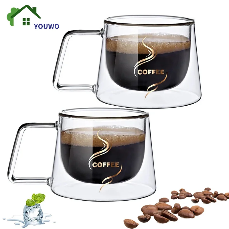

200ml Double Wall Glass Coffee Mug Heat-resistant Espresso Cup Thermo Insulated Cup For Latte Cappuccino Tea Water Drinkware Set