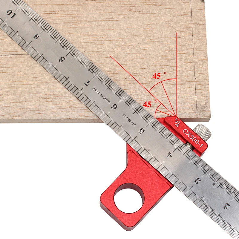 

Woodworking Scribing Ruler 45/90 Degrees Block Aluminum Precision Ruler 0-300mm Carpenter Square Angle Ruler Marking Gauge