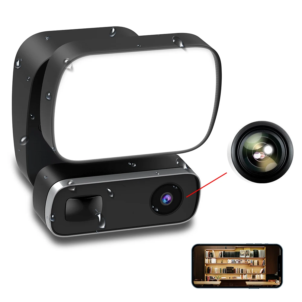 

1080P WiFi Wireless Floodlight Camera 10W LED Wall Light Surveillance Cameras Night Vision Outdoor Dummy CCTV Home Security Cam