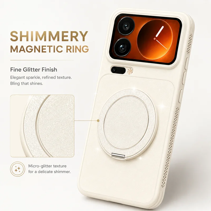 Фото Роскошный магнитный чехол для телефона с держателем для xiaomi 17 Pro Max/17pro/ Magsafe, чехол-бампер с рассеиванием тепла, чехол для xiaomi 17 №4