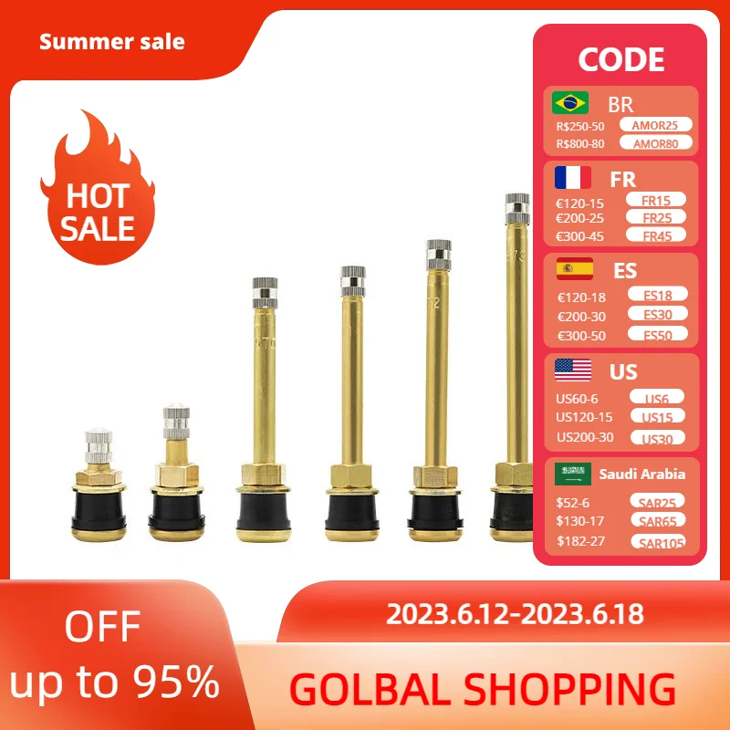 

Медные клапаны для шин 4 шт., латунный клапан для шин грузовика, прямой бескамерный зажим, металлический клапан для колесных дисков с отверстием для обода 16 мм