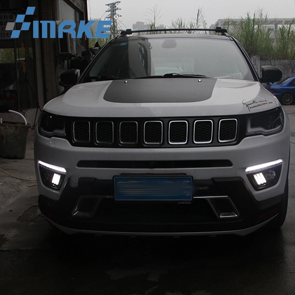 1 пара для Jeep Compass 2017 2018 2019 LED DRL дневные ходовые огни светильник желтый сигнал