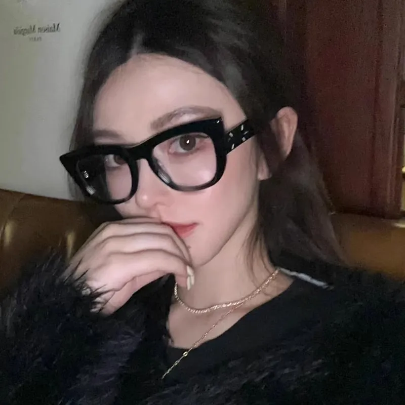 

Retro Cat Eye Glasses Frame Women Ins No Makeup Plain Glasses Men Eyewear Cute Decorative Computer Glasses
