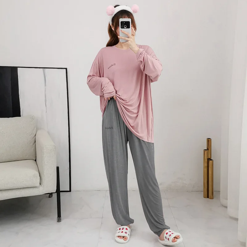 

Modal Women's Clothing 2PCS Pajamas Sets Casual Loungewear Pyjamas Suit Large Size Sleepwear Nightwear Summer Home Wear