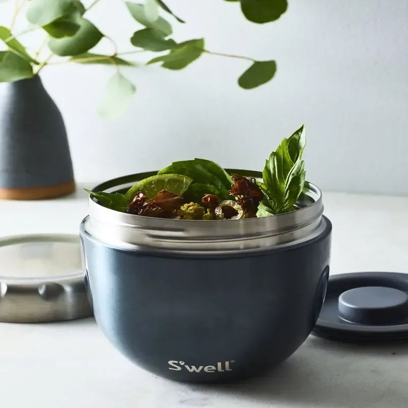 

Deluxe S'well Vacuum Insulated Blue Suede 21.5oz Stainless Steel Food Storage Container - Keep Your Food Fresh All Day!