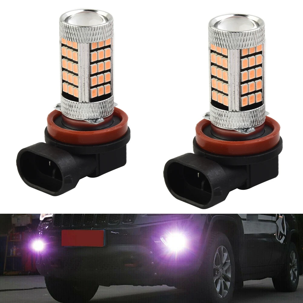 

2Pcs 21SMD H8 H9 H11 55W 12V LEDs Super Bulbs Fog Lights High Power Car Headlights Lamp Car Light Source Parking Pink Purple