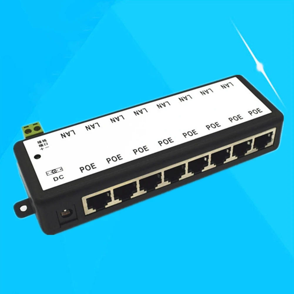 

12-48V Ethernet Centralized Splitter CCTV 8 Ports Circuit Bridge Power Supply Box Network Camera Weak Electric POE