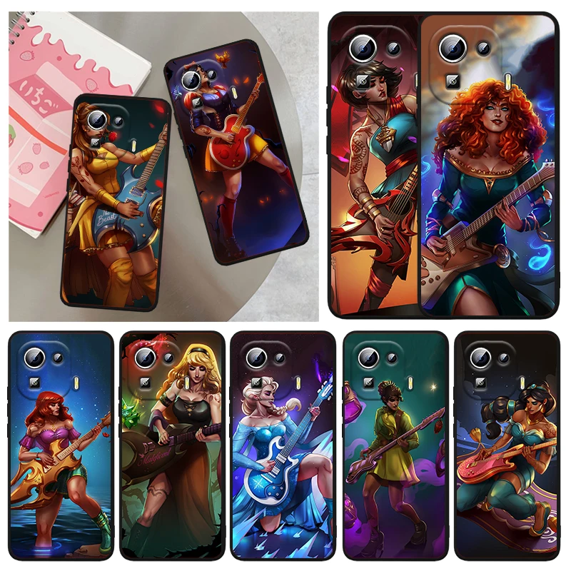

Rock Guitar Disney Princess For Xiaomi Mi 12 12X 11T 11 11i 10i 10T 10S Note 10 9T 9 SE Lite Ultra Pro 5G Capa Black Phone Case