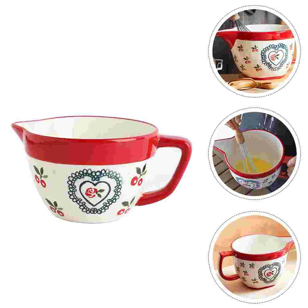 

1Pc Ceramic Bowl Practical Egg Mixing Bowl Baking Bowl Food Bowl (Red)