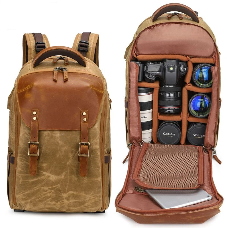 Camera Computer USB Charging Backpacks Canvas Bag Removable Liner Digital Backpack Photography Bags with Bracket Fixed Webbing