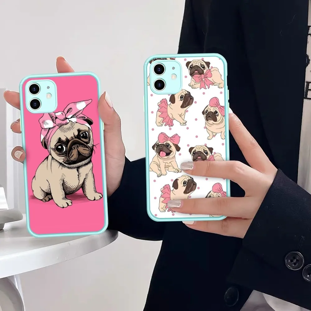 

French Bulldog Dog Pug Phone Case For iPhone 14 X XR XS 7 8 Plus 11 12 13 pro MAX 13mini Matte Shockproof Case
