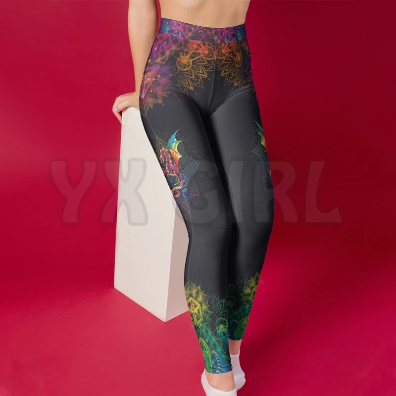 YX GIRL Women's For Girl  Dragon   3D Printed Leggings Sexy Elastic Female Skinny Leggings Gothic Yoga Leggings
