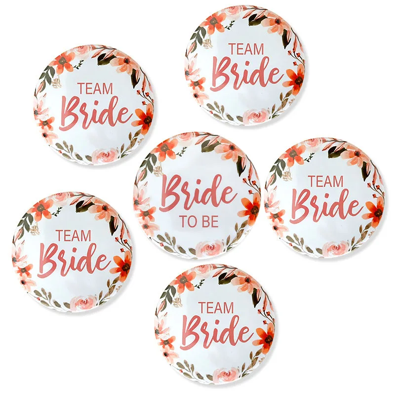 

6pcs Team Bride Brooch set 5.8cm Wedding event Bride to be Button Sweet Flower garland marriage Hen Bachelorette party supply