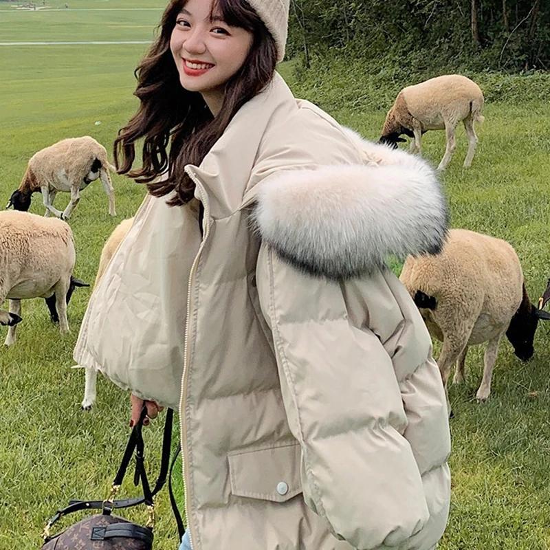 2022 Winter New Down Cotton Coats Women Hooded Thick Warm Loose Casual Solid Korean Padded Jacket Famale Clothing Parkas Tops