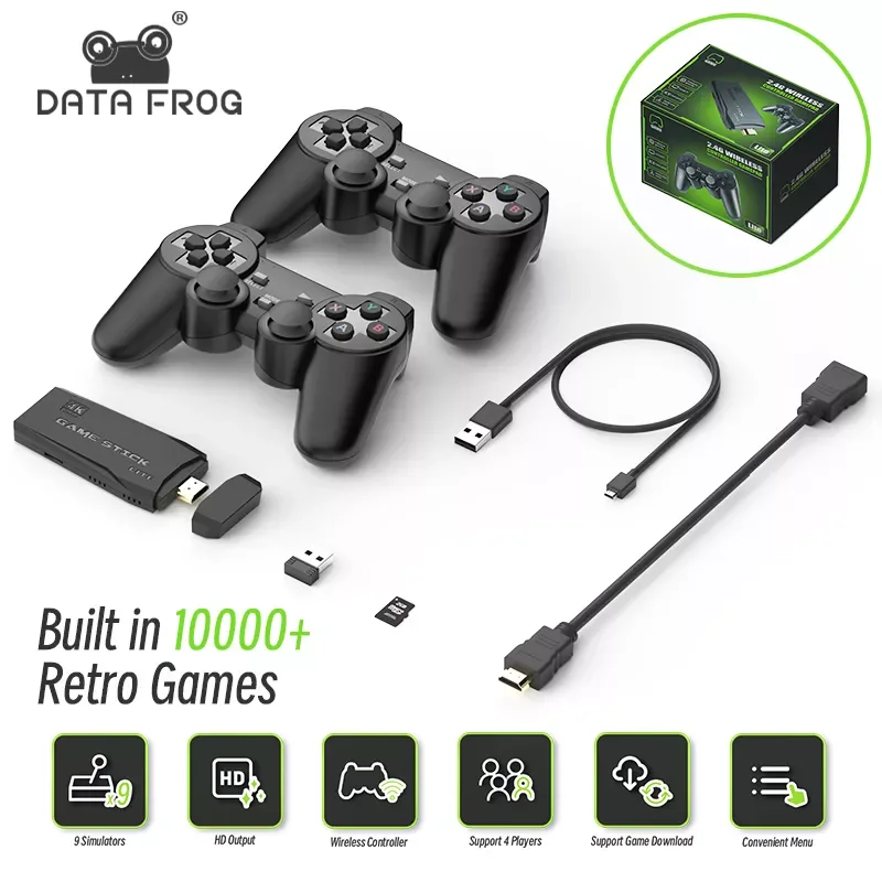 

4K Video Game Console 2.4G Double Wireless Controller For PS1/FC/GBA Retro Dendy Game Console 10000 Games Stick