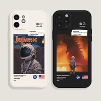 cute astronaut silicone case for iphone 11 12 13 pro max xs xr x 7 8 plus square frame pattern cover silicone shockproof fundas