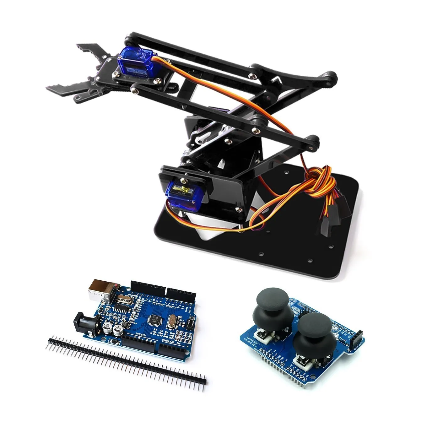 

4DOF Unassembly Acrylic Mechanical Arm Robot Manipulator Claw for Arduino Maker Learning DIY Kit Robot