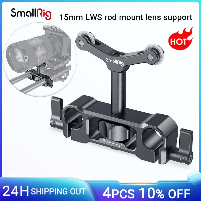 

SmallRig Universal 15mm LWS Rod Mount Lens Support For 73-108mm Dslr Camera Lens Bracket Support With 15mm Rod Clamp -2727