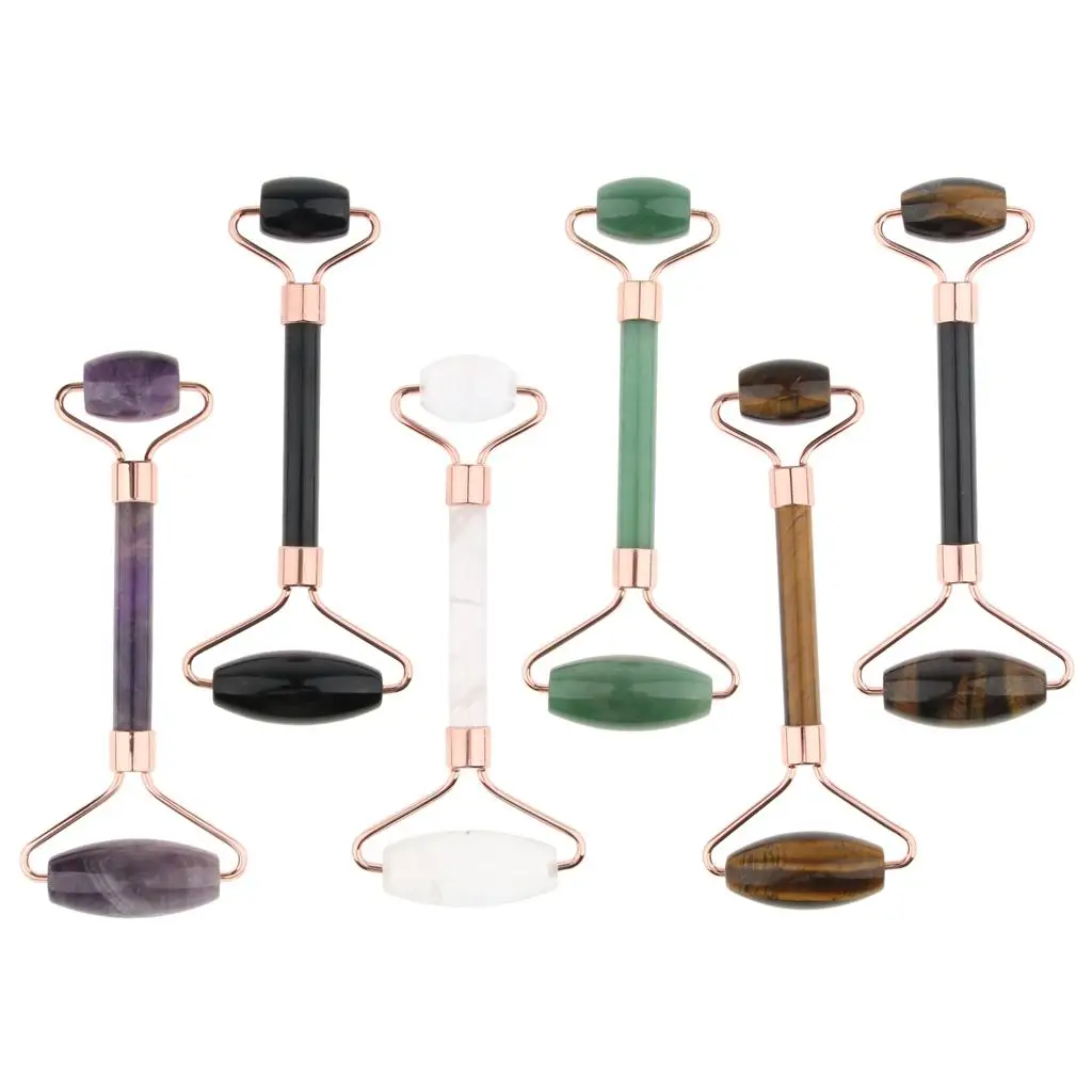 Натуральный нефритовый двойной массажер для лица с роликовым колесом