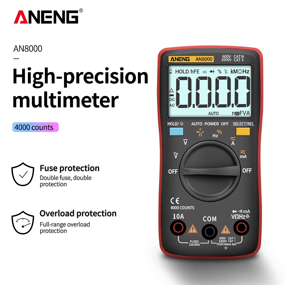 

ANENG AN8000 AC/DC Capacitor Tester Digital Multimeter Professional 6000 Counts Meter Voltage Current True RMS Multimetro