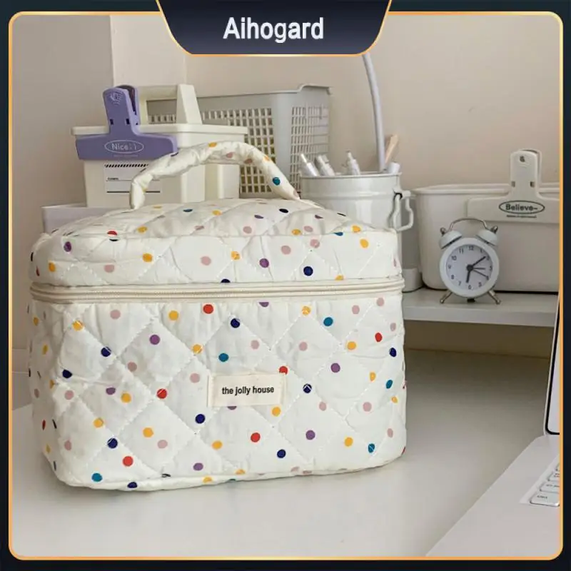 

Дорожная косметичка, красочная вместительная сумка, портативная хлопковая стеганая Милая Женская Студенческая сумка для хранения, домашне...