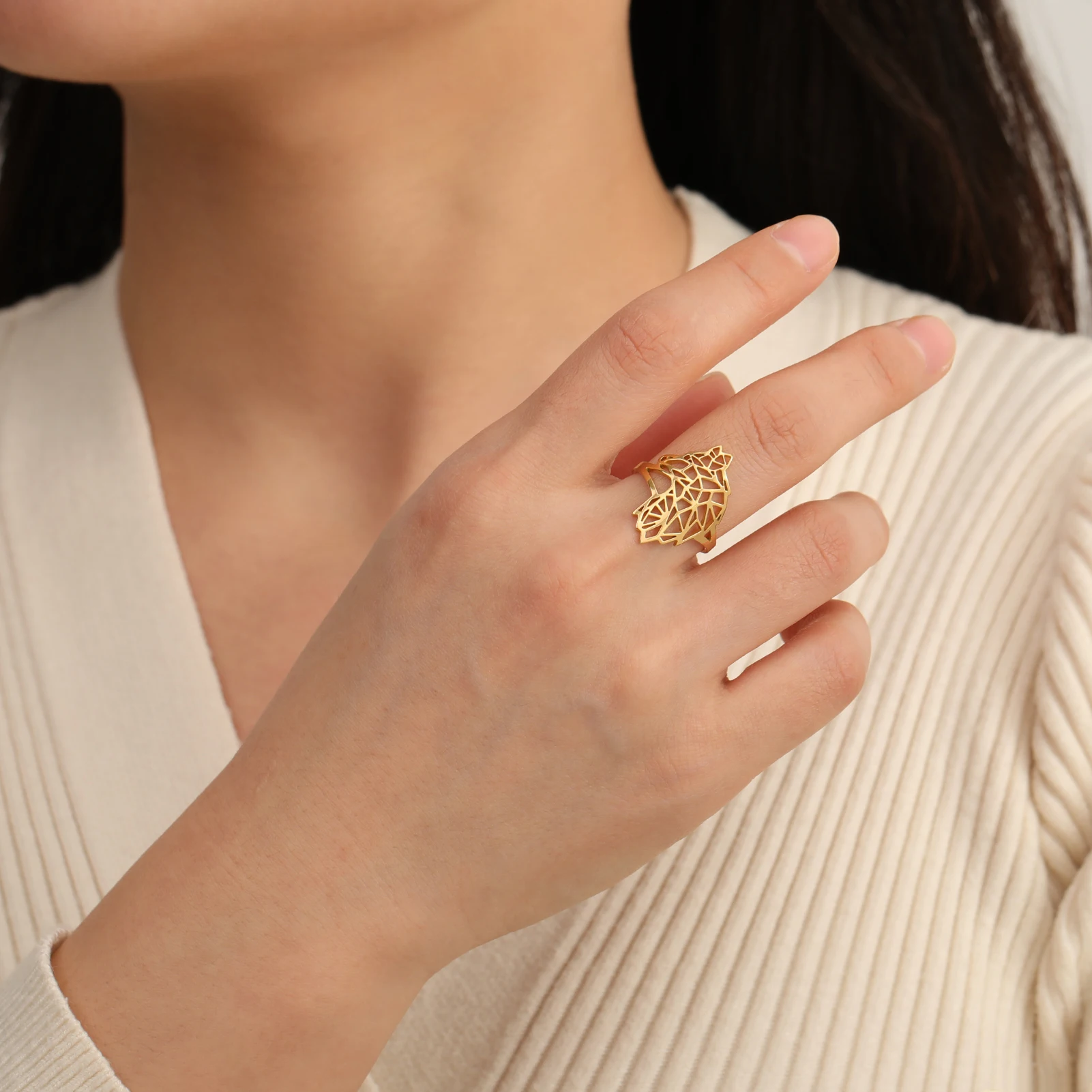 Регулируемое кольцо Teamer в виде животного ювелирные изделия из нержавеющей стали