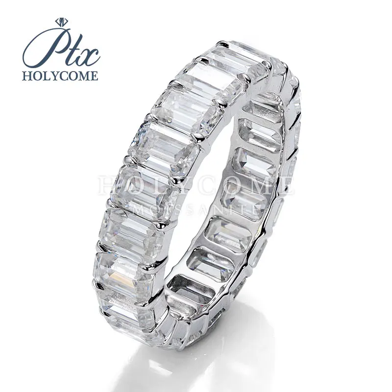 

2022 2*4MM emerald cut moissanite diamond fashion silver plated 18k gold women halo ring 모이사나이트 Камни احجار كريمة piedras