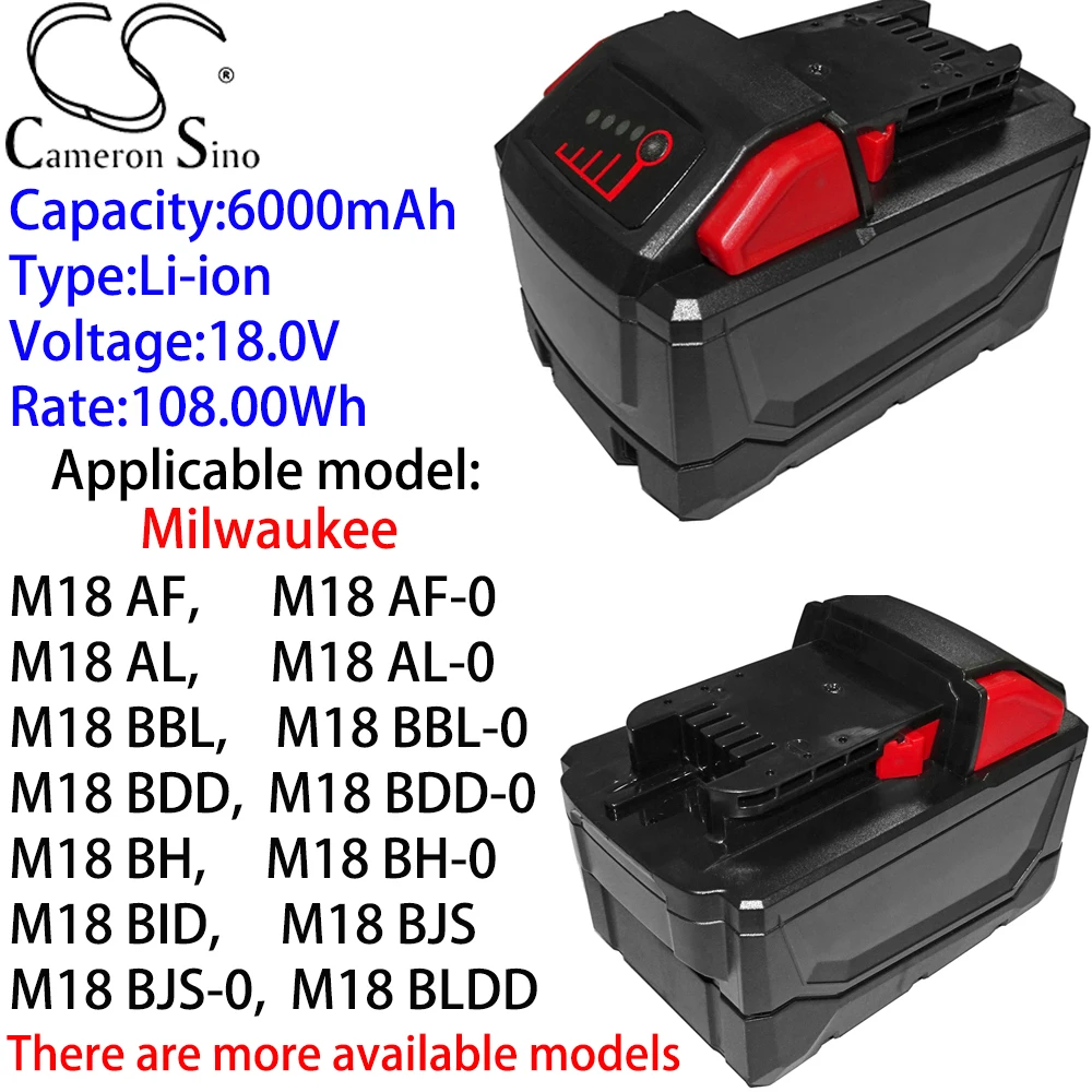 

Cameron Sino Ithium Battery 6000mAh 18.0V for Milwaukee HD18 HIWF-0,-402C,HX-0,HD18 HX-402C