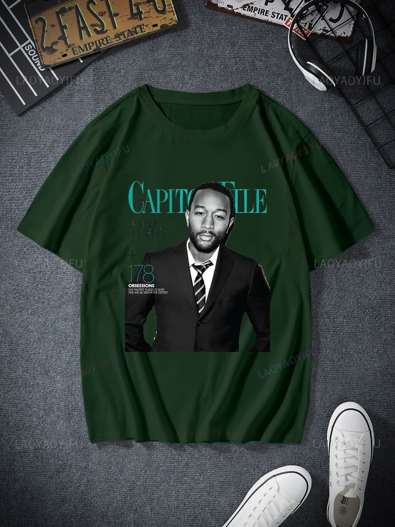 John Legend Classic Poster Printed Shirt Everyday Casual Street Top Spring/summer Fashion Cotton Men's 0 Neck T-shirt