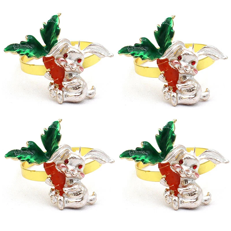 

Кольца для салфеток с ушками кролика, металлический держатель для салфеток с пасхальным Кроликом, художественный декор для домашнего стола